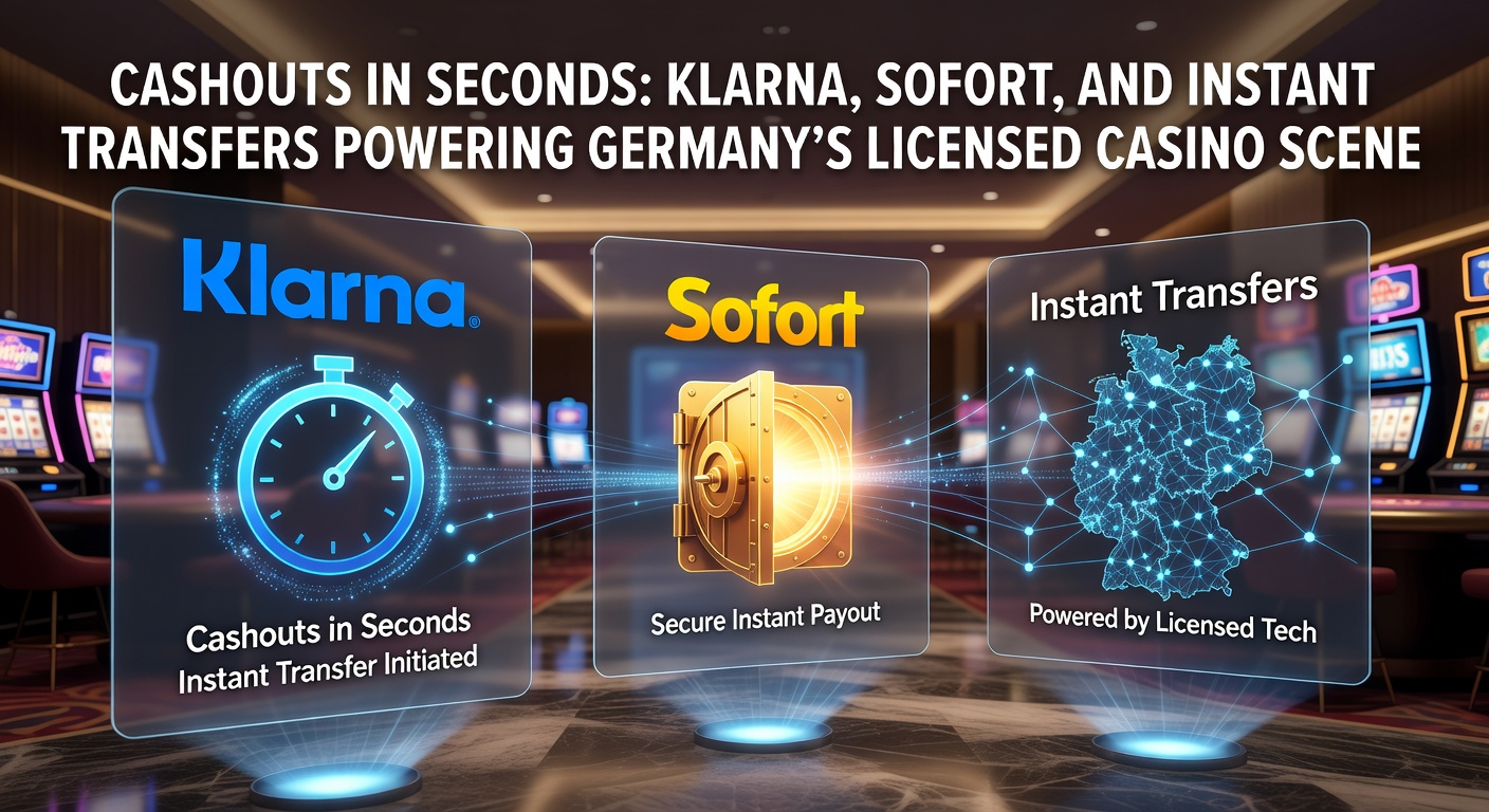 Grafik zeigt blitzschnelle Auszahlungen mit Klarna und Sofort in einem modernen Online-Casino-Interface auf einem Smartphone