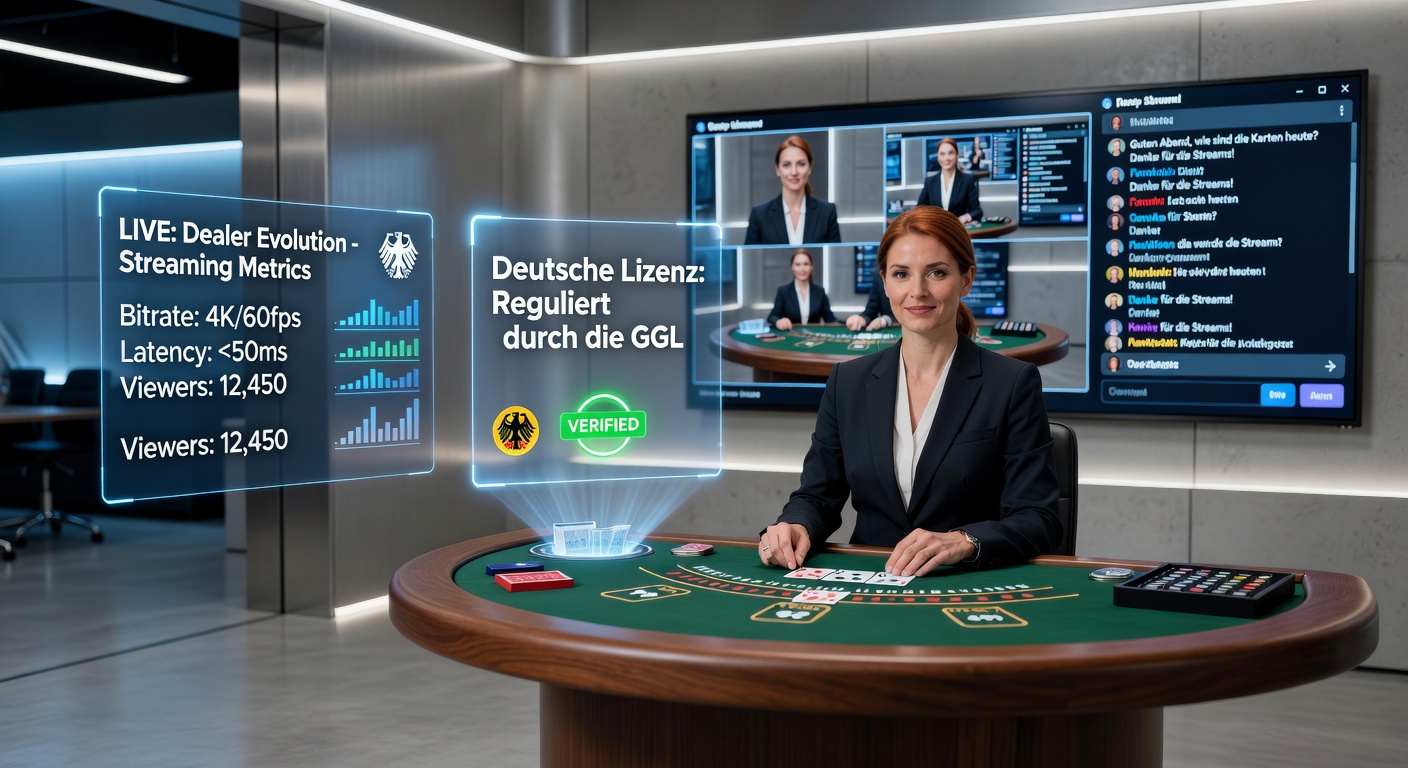 Live-Dealer-Tisch mit professionellem Croupier und hochauflösendem Streaming-Setup in einem lizenzierten deutschen Online-Casino