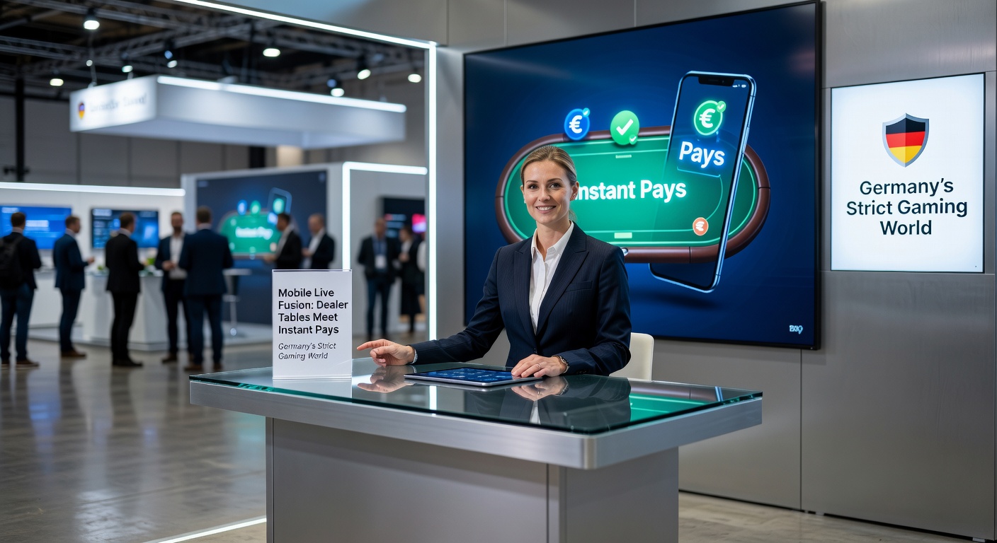 Smartphone mit Live-Dealer-Tisch und Instant-Pay-Icon im deutschen Casino-Kontext