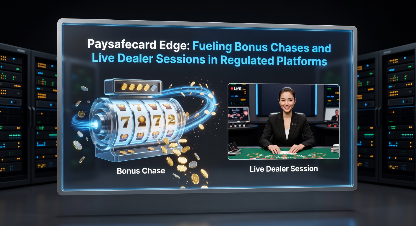 Paysafecard-Gutschein in der Hand eines Spielers vor einem Laptop mit Casino-Software, symbolisiert sichere Zahlungen für Boni und Live-Spiele