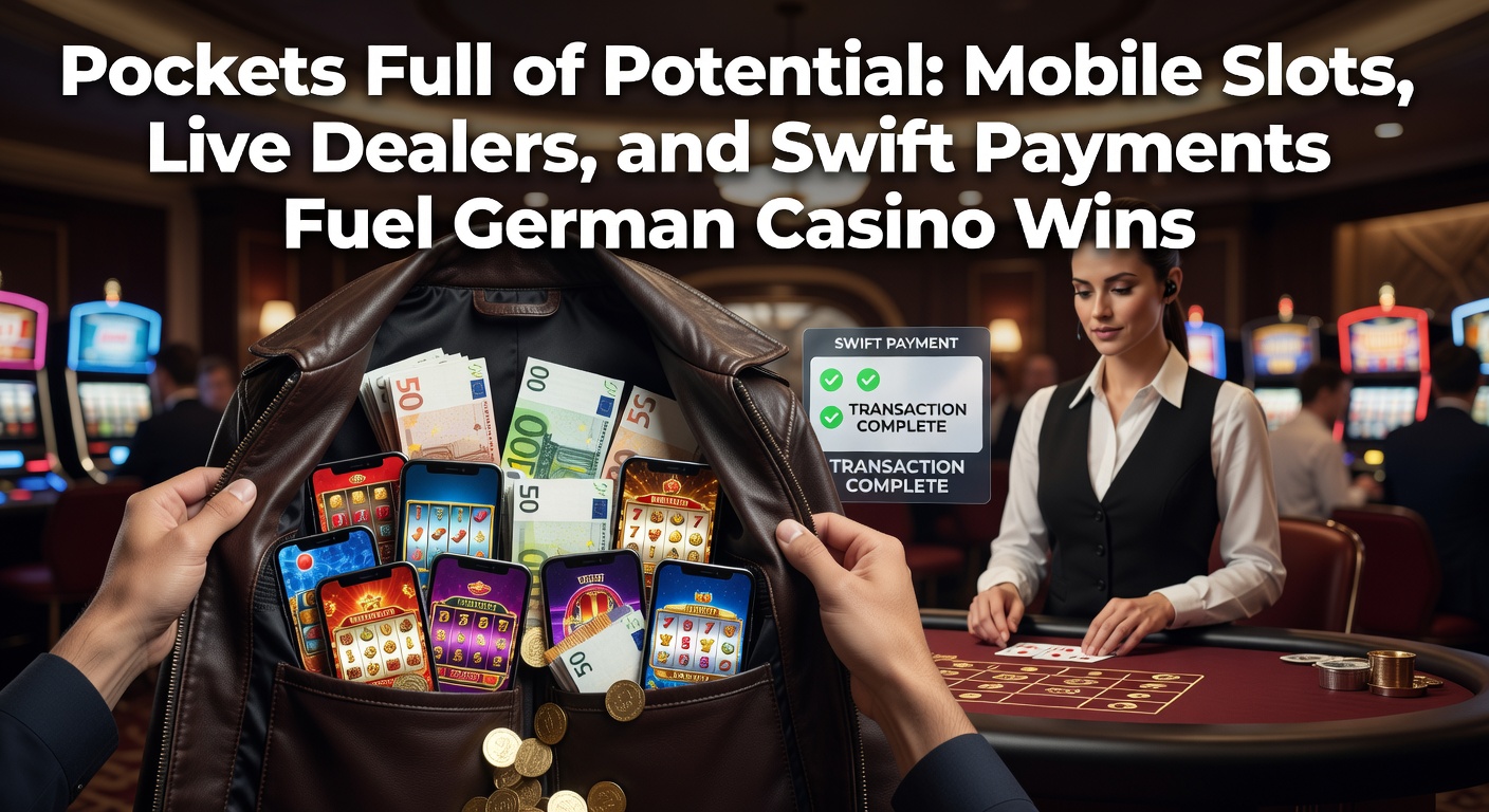 Smartphone mit leuchtenden Slot-Maschinen und Jackpot-Symbolen auf einem deutschen Hintergrund